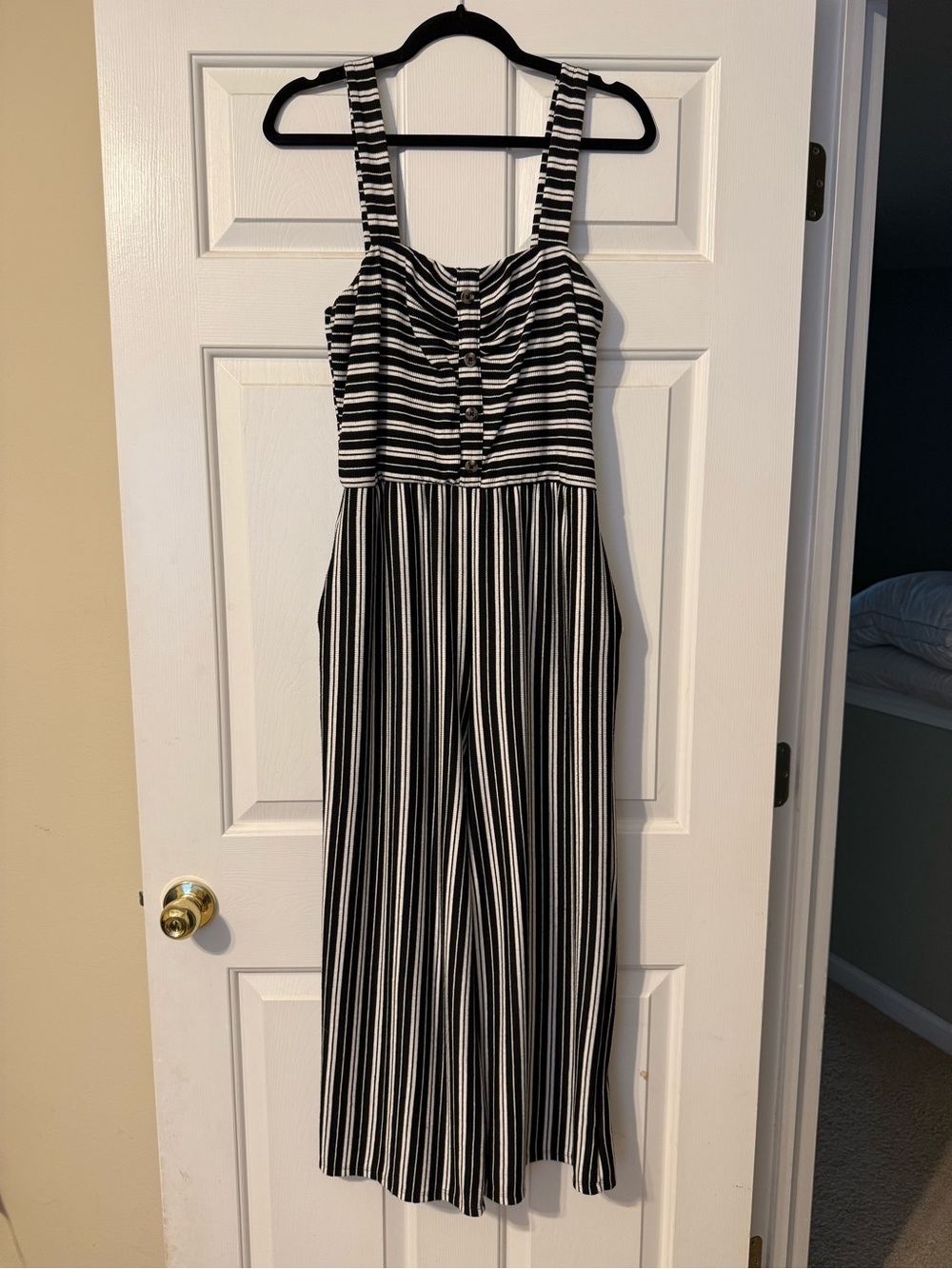 Women’s Xhilaration Black and White Striped Jumpsuit